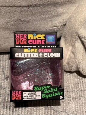 Nee Doh Nice Cube Glitter & Glow Super Solid Squish - Purple